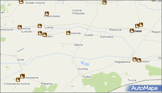 mapa Dębina-Osada, Dębina-Osada na mapie Targeo