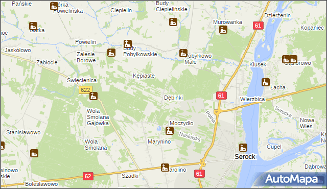mapa Dębinki gmina Serock, Dębinki gmina Serock na mapie Targeo