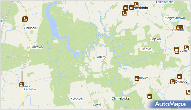 mapa Dębiny gmina Wilczęta, Dębiny gmina Wilczęta na mapie Targeo