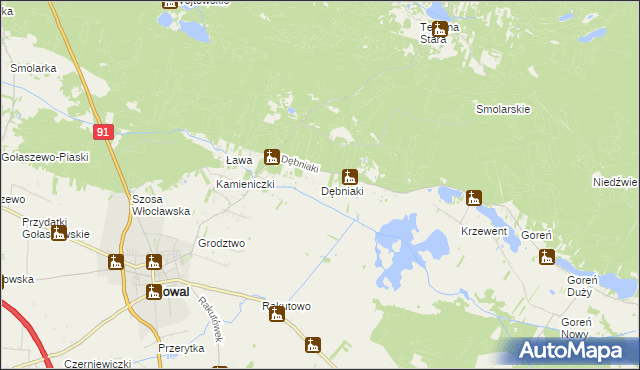 mapa Dębniaki gmina Kowal, Dębniaki gmina Kowal na mapie Targeo