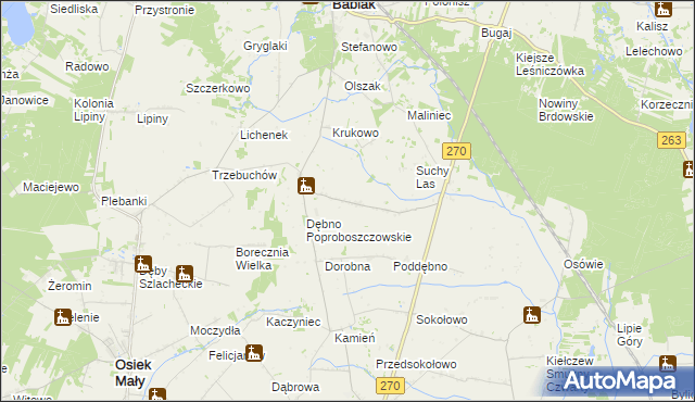 mapa Dębno Królewskie, Dębno Królewskie na mapie Targeo