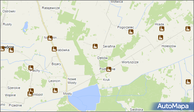 mapa Dębów gmina Sosnówka, Dębów gmina Sosnówka na mapie Targeo