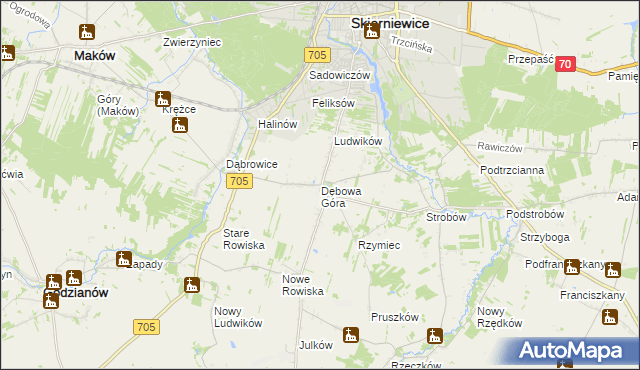 mapa Dębowa Góra gmina Skierniewice, Dębowa Góra gmina Skierniewice na mapie Targeo