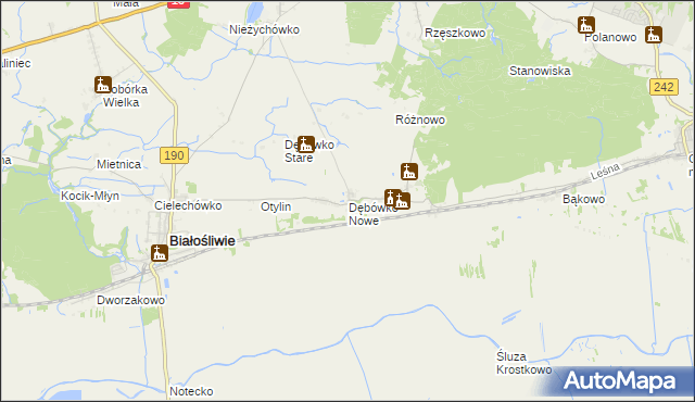 mapa Dębówko Nowe, Dębówko Nowe na mapie Targeo
