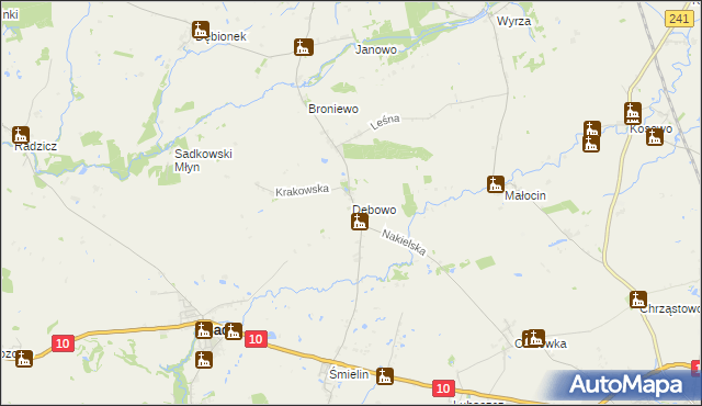 mapa Dębowo gmina Sadki, Dębowo gmina Sadki na mapie Targeo