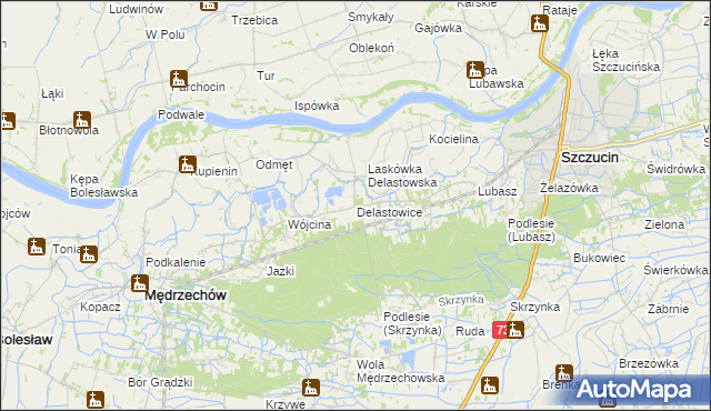 mapa Delastowice, Delastowice na mapie Targeo