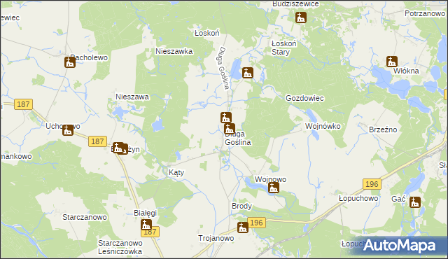 mapa Długa Goślina, Długa Goślina na mapie Targeo