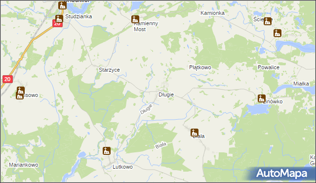 mapa Długie gmina Chociwel, Długie gmina Chociwel na mapie Targeo