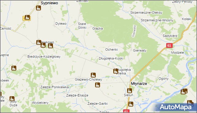 mapa Długołęka-Koski, Długołęka-Koski na mapie Targeo