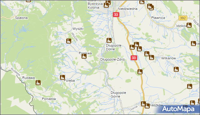 mapa Długopole-Zdrój, Długopole-Zdrój na mapie Targeo