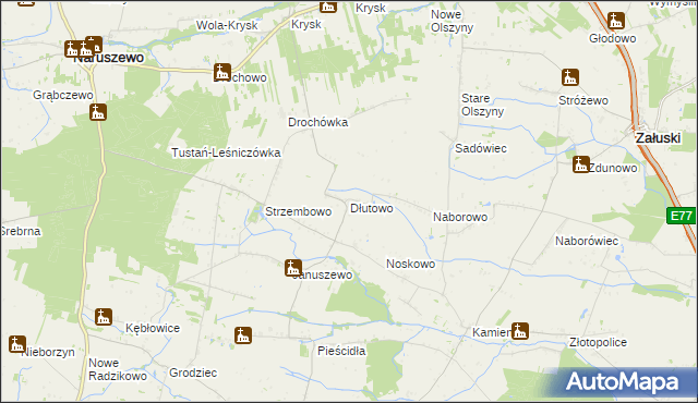mapa Dłutowo gmina Naruszewo, Dłutowo gmina Naruszewo na mapie Targeo