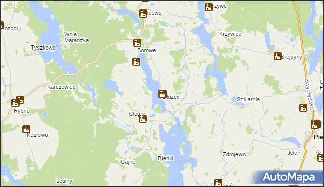 mapa Dłużec gmina Piecki, Dłużec gmina Piecki na mapie Targeo