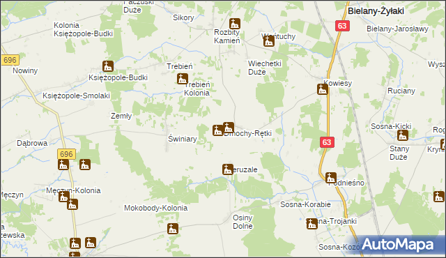 mapa Dmochy-Rętki, Dmochy-Rętki na mapie Targeo