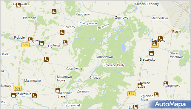 mapa Dobaczewo, Dobaczewo na mapie Targeo