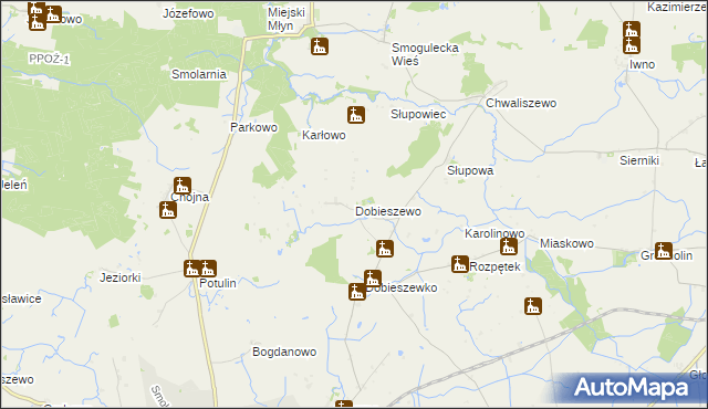 mapa Dobieszewo gmina Kcynia, Dobieszewo gmina Kcynia na mapie Targeo