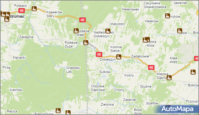 mapa Dobieszyn gmina Stromiec, Dobieszyn gmina Stromiec na mapie Targeo