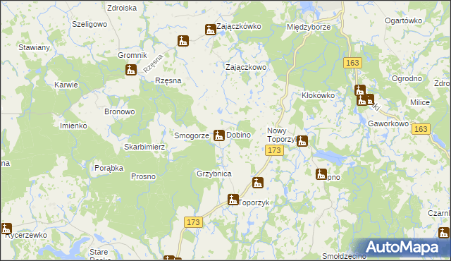 mapa Dobino gmina Połczyn-Zdrój, Dobino gmina Połczyn-Zdrój na mapie Targeo