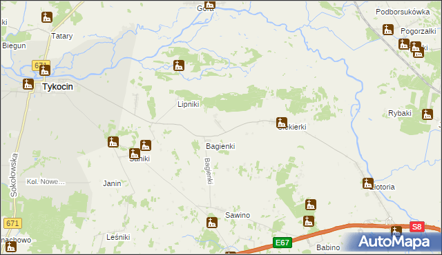 mapa Dobki gmina Tykocin, Dobki gmina Tykocin na mapie Targeo