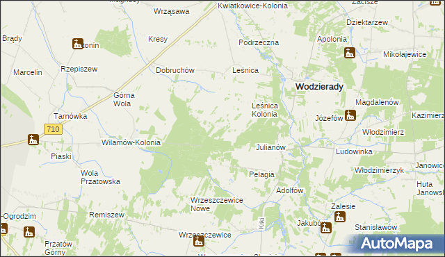 mapa Dobków gmina Wodzierady, Dobków gmina Wodzierady na mapie Targeo