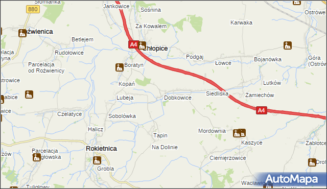 mapa Dobkowice gmina Chłopice, Dobkowice gmina Chłopice na mapie Targeo