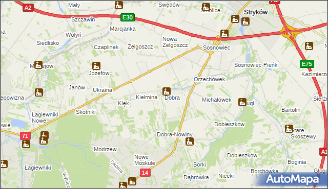 mapa Dobra gmina Stryków, Dobra gmina Stryków na mapie Targeo