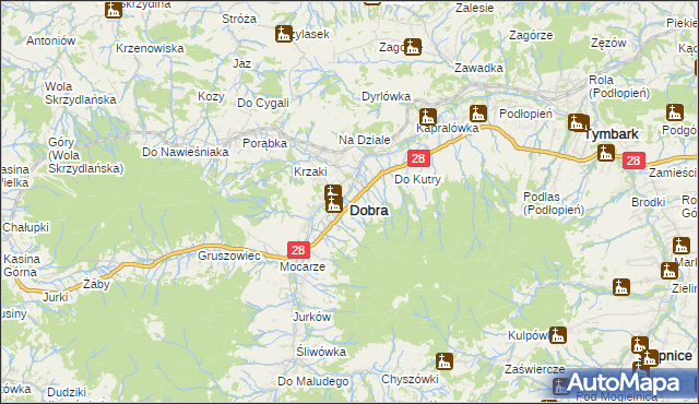 mapa Dobra powiat limanowski, Dobra powiat limanowski na mapie Targeo