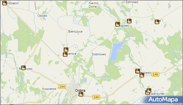 mapa Dobrkowo, Dobrkowo na mapie Targeo