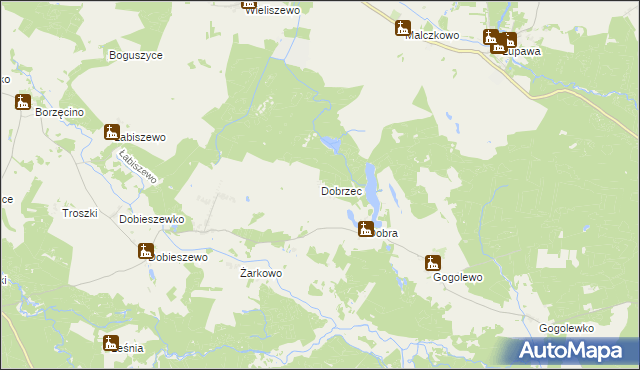 mapa Dobrzec gmina Dębnica Kaszubska, Dobrzec gmina Dębnica Kaszubska na mapie Targeo