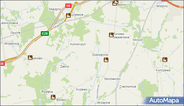 mapa Dobrzęcino, Dobrzęcino na mapie Targeo