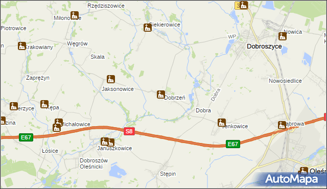 mapa Dobrzeń, Dobrzeń na mapie Targeo