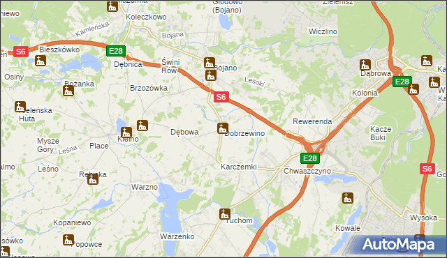 mapa Dobrzewino, Dobrzewino na mapie Targeo