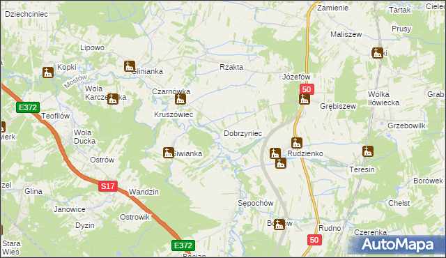 mapa Dobrzyniec, Dobrzyniec na mapie Targeo