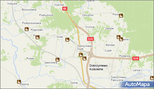 mapa Dobrzyniewo Duże, Dobrzyniewo Duże na mapie Targeo