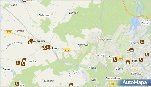 mapa Dolaszewo, Dolaszewo na mapie Targeo
