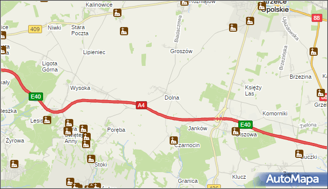 mapa Dolna gmina Leśnica, Dolna gmina Leśnica na mapie Targeo