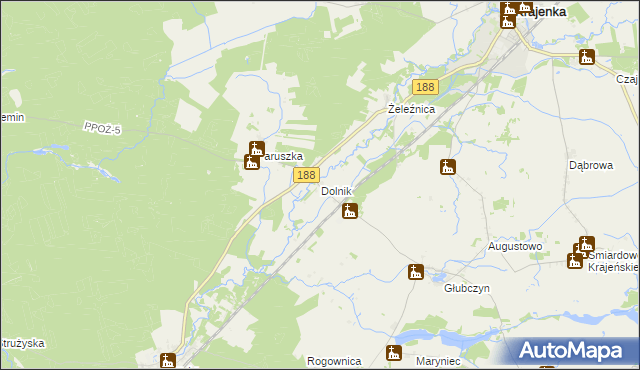 mapa Dolnik gmina Krajenka, Dolnik gmina Krajenka na mapie Targeo