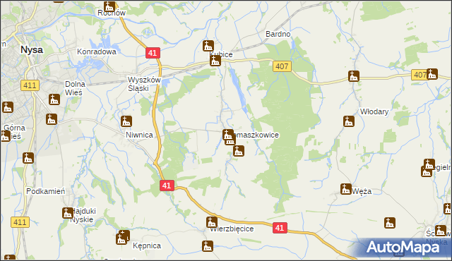mapa Domaszkowice, Domaszkowice na mapie Targeo
