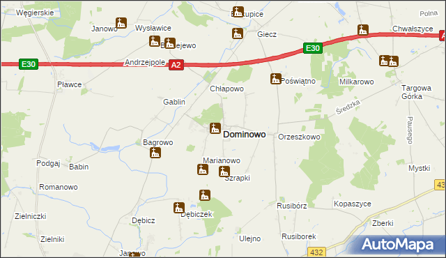 mapa Dominowo, Dominowo na mapie Targeo