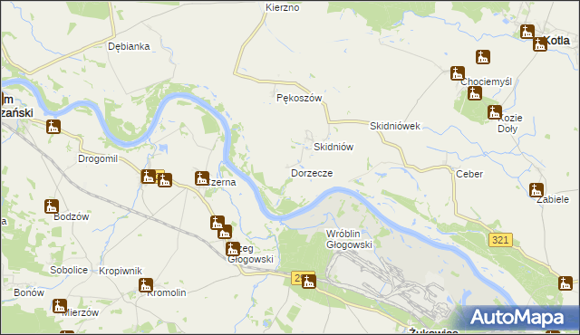 mapa Dorzecze, Dorzecze na mapie Targeo