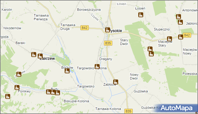 mapa Dragany, Dragany na mapie Targeo