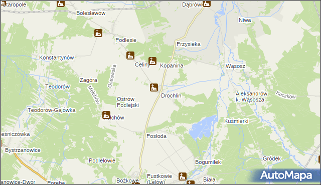 mapa Drochlin gmina Lelów, Drochlin gmina Lelów na mapie Targeo