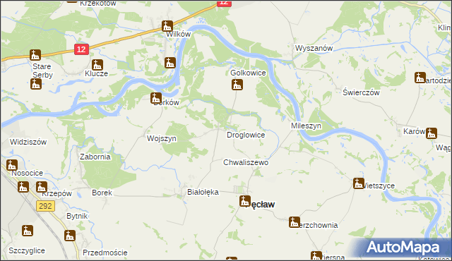 mapa Droglowice, Droglowice na mapie Targeo