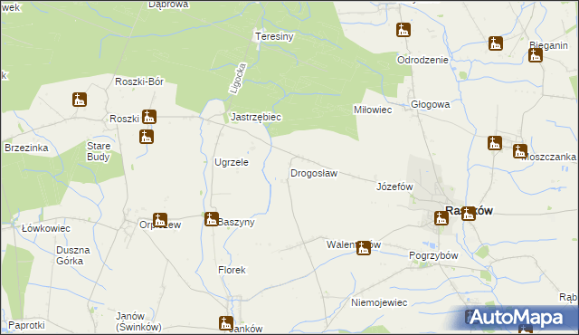 mapa Drogosław gmina Raszków, Drogosław gmina Raszków na mapie Targeo