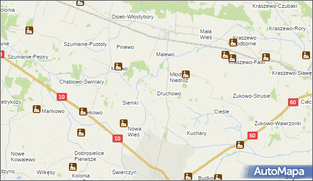 mapa Druchowo, Druchowo na mapie Targeo