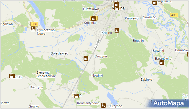 mapa Drużyna, Drużyna na mapie Targeo