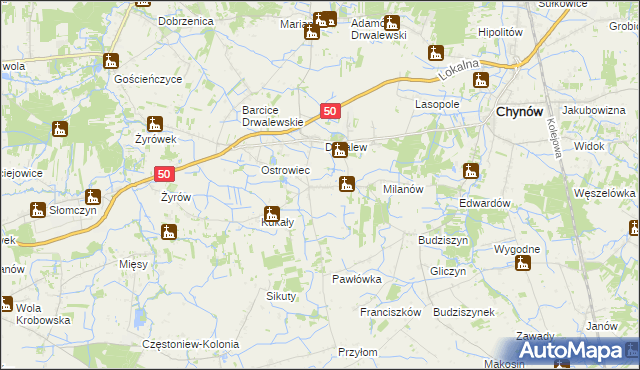 mapa Drwalewice gmina Chynów, Drwalewice gmina Chynów na mapie Targeo