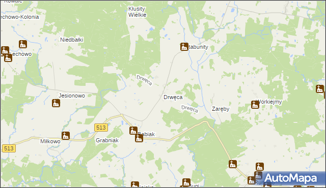 mapa Drwęca gmina Lidzbark Warmiński, Drwęca gmina Lidzbark Warmiński na mapie Targeo
