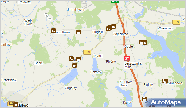 mapa Drynki, Drynki na mapie Targeo