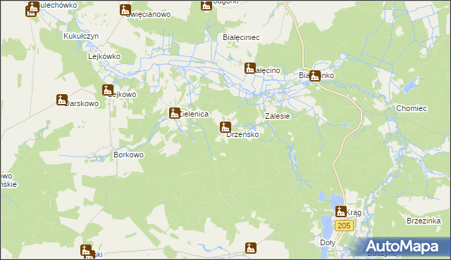 mapa Drzeńsko gmina Malechowo, Drzeńsko gmina Malechowo na mapie Targeo