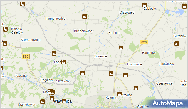 mapa Drzewce gmina Nałęczów, Drzewce gmina Nałęczów na mapie Targeo